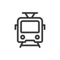 Tram front view vector outline style icon