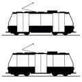 Tram icon vector in black