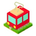 Tram icon vector isometric. Red tramway