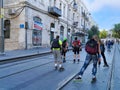 Jaffa Road in Jerusalem is shut down for Jewish holidays, and becomes a popular route for rollerblades