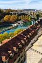 Tram on Kornhausbrucke, bridge over Aara river, Bern