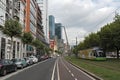 Tram light rail train on the street in Bilbao, Basque Country, S Royalty Free Stock Photo