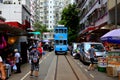 Tram line running through Chun Yeung Street a wet market