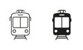 Tram Line and Silhouette Black Icon Set. Streetcar, Tramway Pictogram. Stop Station for City Electric Public Vehicle Royalty Free Stock Photo