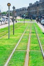 Tram line on the street of Bordeaux, France