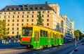 Tram on the Long Bridge in Helsinki Royalty Free Stock Photo