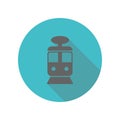 Tram long shadow icon. Simple glyph, flat vector of transport icons for ui and ux, website or mobile application Royalty Free Stock Photo