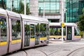 The tram Luas direction Taliaght in Dublin, Ireland Royalty Free Stock Photo
