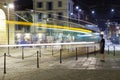 The Tram of Milan city, summer night. Color image