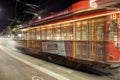 The Tram of Milan city, summer night. Color image
