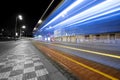 Tram in motion blur in Prague Royalty Free Stock Photo