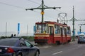 tram number 6 on the bridge