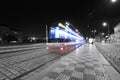 Tram at old street in Prague, Czech Republic on December 30, 2015 Royalty Free Stock Photo