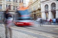 Tram and pedestrians in the old town of Prague, Czech Republic Royalty Free Stock Photo