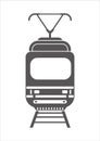 A tram pictogram. Streetcar on tracks icon