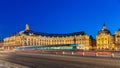 Tram on Place de la Bourse in Bordeaux, France Royalty Free Stock Photo