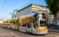 Tram on Place Poelart in Brussels