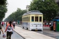 Retro tram at the Qianmen street in the center of Beijing Royalty Free Stock Photo