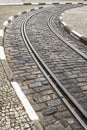 Tram rail on a old street