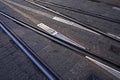 Tram rails on the street, downtown Rio, Brazil Royalty Free Stock Photo