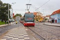 Tram railway prague street