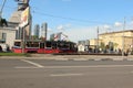 The Tram rides on the street Boris Galushkina in Moscow