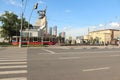 Tram rides on the street Boris Galushkina.