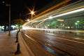 Tram route lights at night Royalty Free Stock Photo