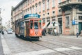 Tram that runs on the streets of Milan