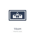 Tram sign icon. Trendy flat vector Tram sign icon on white background from traffic sign collection