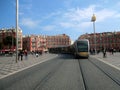 Tram in a square in Nice