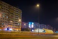 Tram station in the night