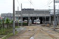 Tram stop around Kami-Kumamoto Station in daytime