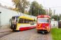 A tram stop in Odessa, Ukraine