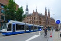 Tram on street of Amsterdam, Netherlands Royalty Free Stock Photo