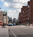 Tram on the street in Amsterdam, Netherlands Royalty Free Stock Photo