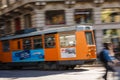 Tram on a street of Milan