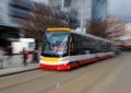 tram on the street under blurred motion