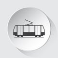 Tram, streetcar - simple gray icon on white button