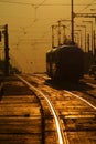 Tram in sunset Royalty Free Stock Photo