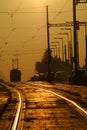 Tram in sunset Royalty Free Stock Photo