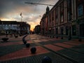 Tram sunset in Timisoara Royalty Free Stock Photo