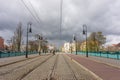 Tram track on a bridge