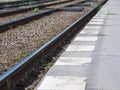 Tram track with stop low angle view