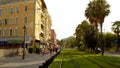 Tram tracks in the city centre of Nice - CITY OF NICE, FRANCE - JULY 10, 2020 Royalty Free Stock Photo