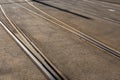 Tram tracks crossing each other. close up Royalty Free Stock Photo