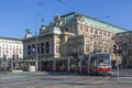 Tram - Vienna State Opera building - Vienna - Austria.