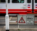 Tram warning sign Royalty Free Stock Photo
