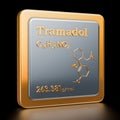 Tramadol. Icon, chemical formula, molecular structure. 3D render Royalty Free Stock Photo