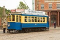 Electric tramcarwaiting for passengers